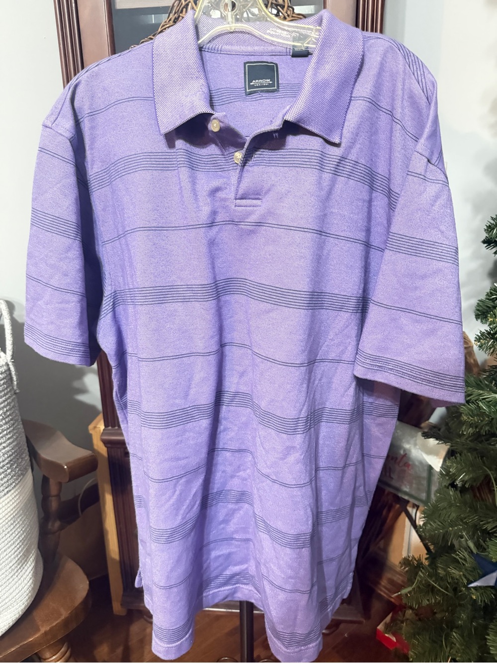 Arrow Men’s Lavender Striped Polo Shirt